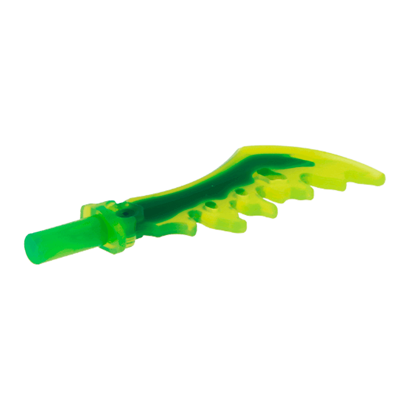 Оружие 4шт Lego Меч Serrated with Marbled Dark Blue Pattern 19858pb01 6126496 Trans-Neon Green Б/У - Retromagaz