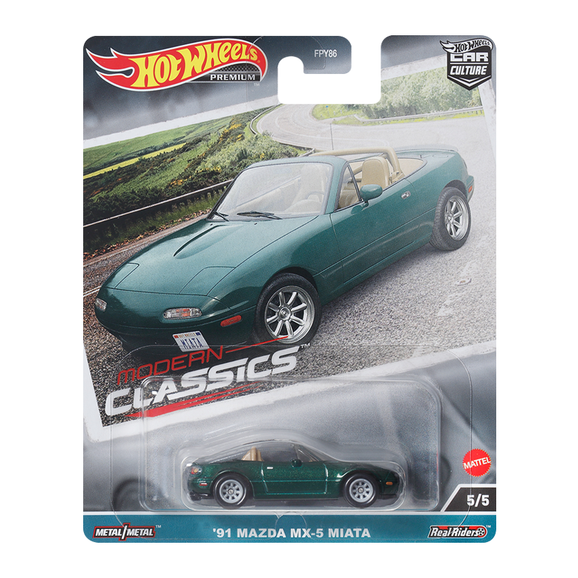 Машинка Premium Hot Wheels '91 Mazda MX-5 Miata Modern Classics 1:64 FPY86/HKC68 Green - Retromagaz