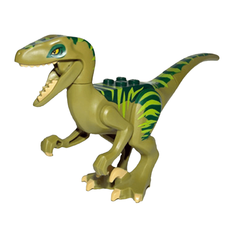 Фігурка Lego Динозавр Raptor Velociraptor Dark Green Back Lime Markings and Tan Claws Animals raptor02 5884 Olive Green Б/У - Retromagaz