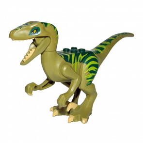 Фігурка Lego Динозавр Raptor Velociraptor Dark Green Back Lime Markings and Tan Claws Animals Raptor02 1 Olive Green Б/У - Retromagaz