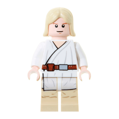 Фігурка Lego Luke Skywalker Light Nougat Long Hair White Tunic Tan Legs White Glints Star Wars Джедай sw0273 1 Б/У - Retromagaz