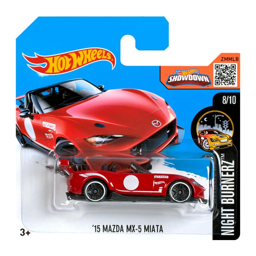 Машинка Базовая Hot Wheels '15 Mazda MX-5 Miata Nightburnerz 1:64 DHP05 Red - Retromagaz