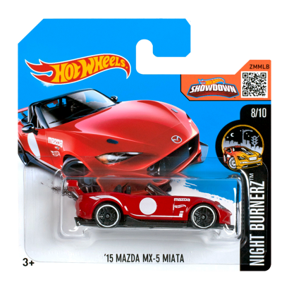 Машинка Базова Hot Wheels '15 Mazda MX-5 Miata Nightburnerz 1:64 DHP05 Red - Retromagaz