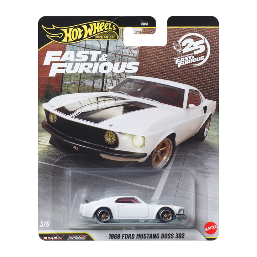 Машинка Premium Hot Wheels 1969 Ford Mustang Boss 302 Fast & Furious 1:64 JHW72 White - Retromagaz