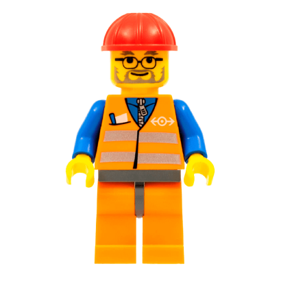 Фигурка Lego Train 973pb0278 Orange Vest with Safety Stripes City trn143 Б/У - Retromagaz