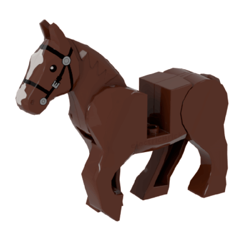 Фігурка Lego Земля Horse Movable Legs Black Eyes Black Bridle and White Blaze Animals 10352c01pb01 6005402 6022359 Reddish Brown Б/У - Retromagaz