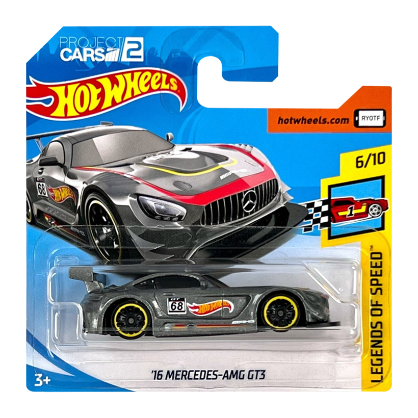 Машинка Базова Hot Wheels '16 Mercedes-AMG GT3 Project CARS 2 Legends of Speed 1:64 FJV46 Dark Grey - Retromagaz