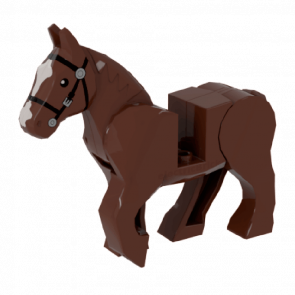 Фигурка Lego Horse Movable Legs Black Eyes Black Bridle and White Blaze Animals Земля 10352c01pb01 6005402 6022359 Reddish Brown Б/У