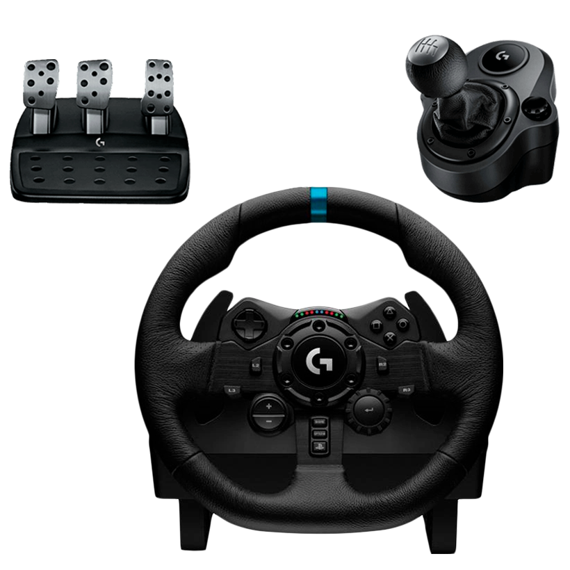 Набор Руль Проводной Logitech PlayStation 4 G923 Black Новый  + Рычаг Переключения Передач 5 Xbox Driving Force Shifter - Retromagaz