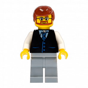 Фигурка Lego 973pb0321 Black Vest with Blue Striped Tie City People twn048 Б/У