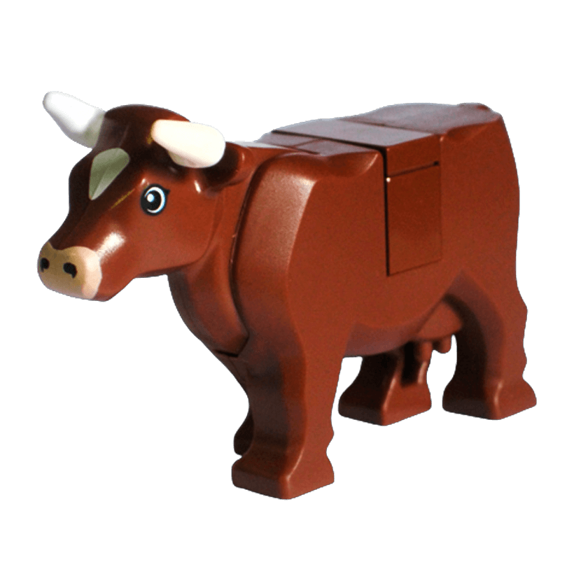 Фігурка Lego Земля Cow with Light Nougat Muzzle and White Spot on Head Pattern Animals 64452pb01c01 10193 Reddish Brown Б/У - Retromagaz
