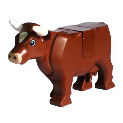 Фігурка Lego Земля Cow with Light Nougat Muzzle and White Spot on Head Pattern Animals 64452pb01c01 1 Reddish Brown Б/У - Retromagaz
