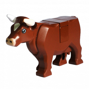 Фігурка Lego Земля Cow with Light Nougat Muzzle and White Spot on Head Pattern Animals 64452pb01c01 1 Reddish Brown Б/У