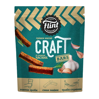 Сухарики Flint Ржано-пшеничные Гренки со Вкусом "Честнок" 90g - Retromagaz