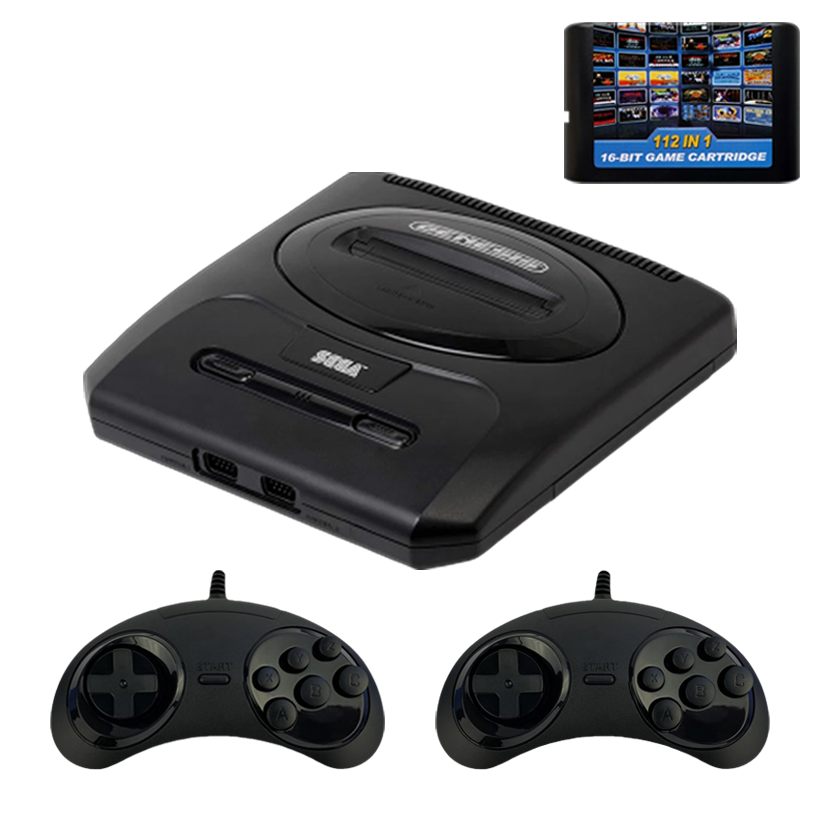 Набор Консоль Sega Mega Drive 2 MK-1631 Genesis USA Black Б/У  + Сборник Игр RMC 11in 1 Без Повторов Английская Версия Новый + Геймпад Проводной MD2 SJ-6000 2шт - Retromagaz