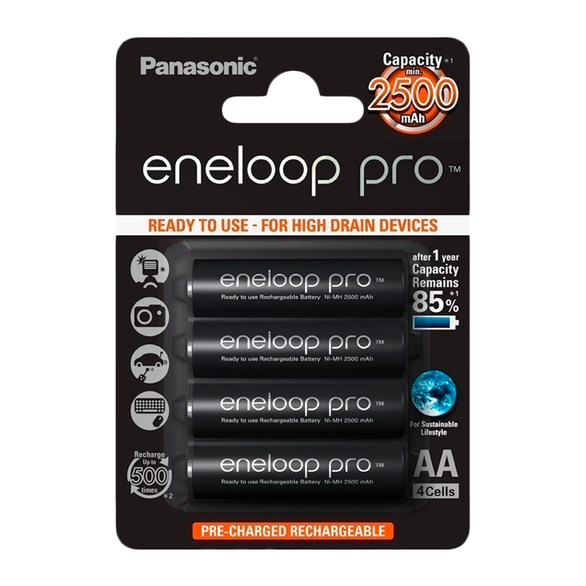 Аккумулятор Panasonic AA Eneloop Pro Black 2500 mAh - Retromagaz