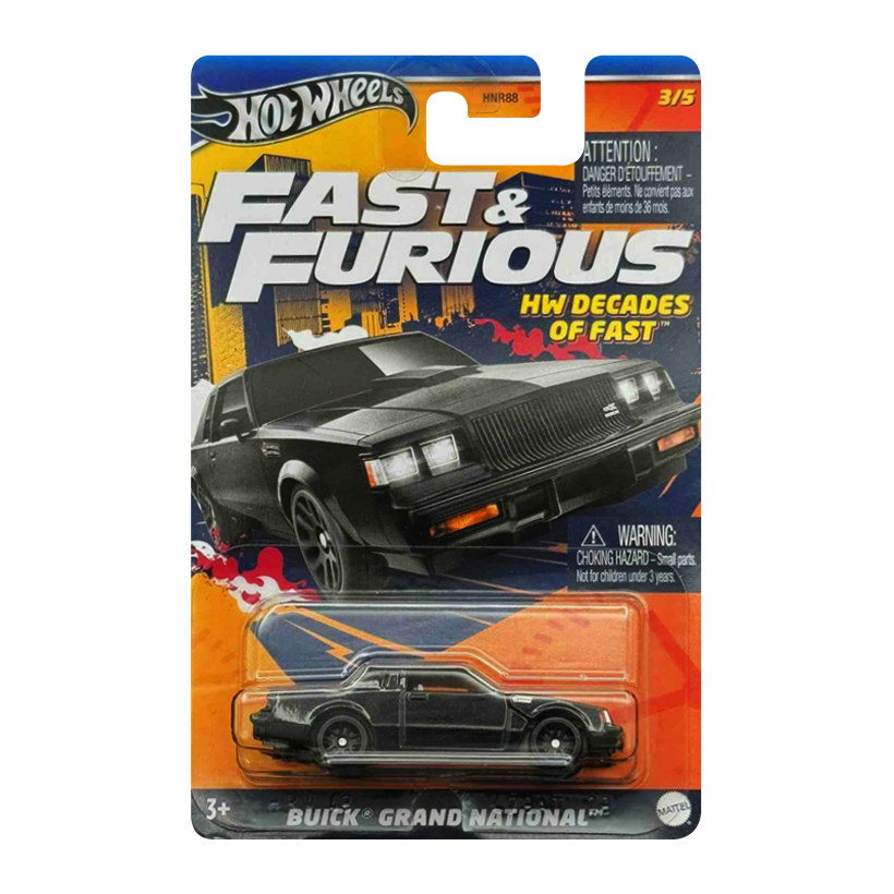 Тематическая Машинка Hot Wheels Buick Grand National Decades of Fast & Furious 1:64 HNR88/HRW43 Black - Retromagaz