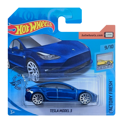 Машинка Базова Hot Wheels Tesla Model 3 Factory Fresh 1:64 GHF32 Blue - Retromagaz