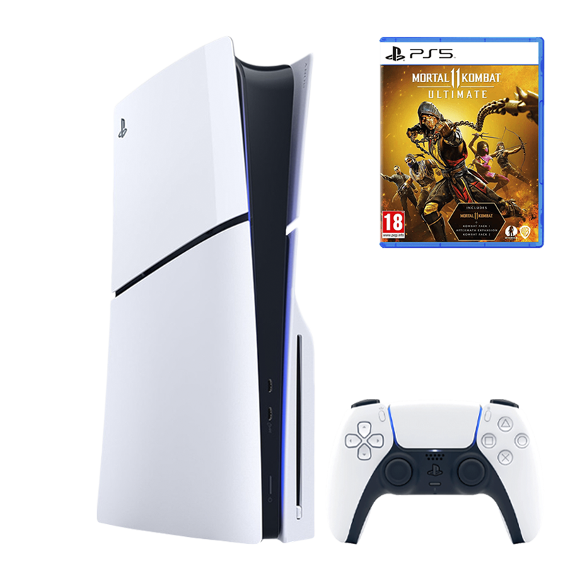 Набор Консоль Sony PlayStation 5 Slim Blu-ray 1TB White Б/У  + Геймпад Беспроводной DualSense + Игра Mortal Kombat 11 Ultimate Edition Русские Субтитры - Retromagaz
