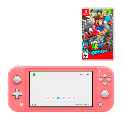 Набор Консоль Nintendo Switch Lite 32GB Coral Новый  + Игра Super Mario Odyssey Русские Субтитры - Retromagaz