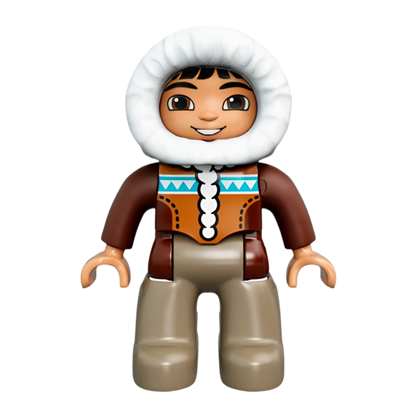 Фігурка Lego Boy Dark Tan Legs Reddish Brown Hooded Parka Duplo 47394pb200 Б/У - Retromagaz