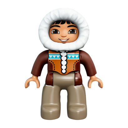 Фігурка Lego Boy Dark Tan Legs Reddish Brown Hooded Parka Duplo 47394pb200 Б/У - Retromagaz