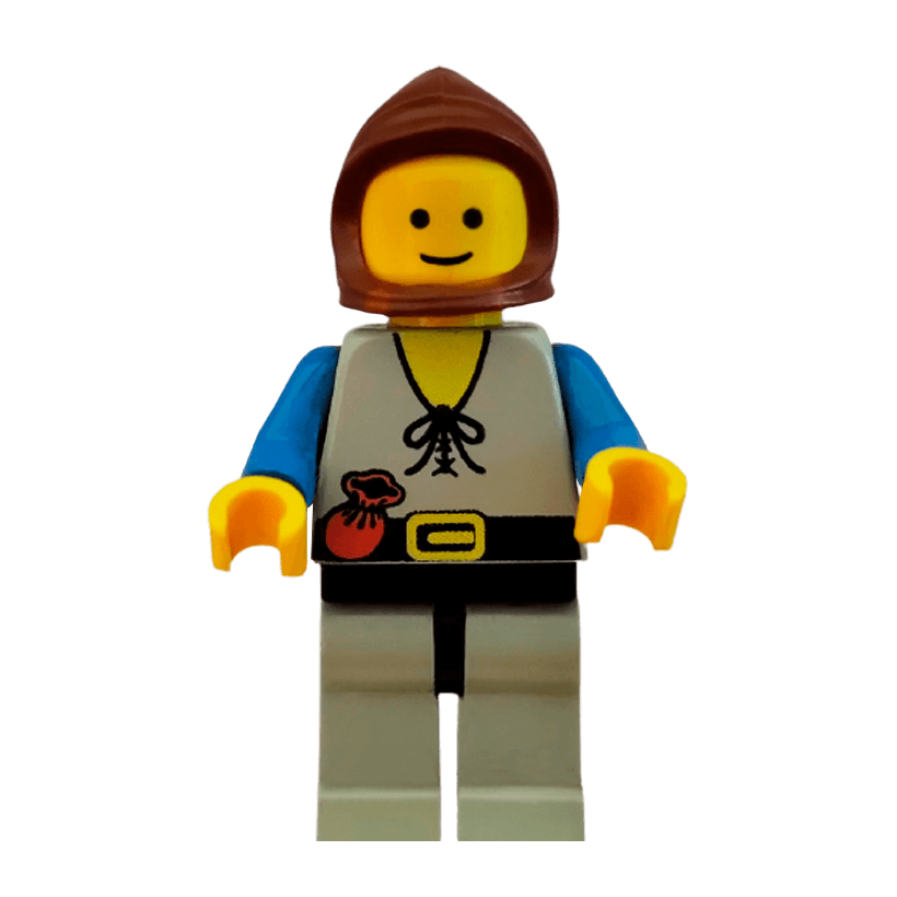 Фігурка Lego Classic Peasant  Light Gray Legs Brown Hood Castle cas092 Б/У - Retromagaz