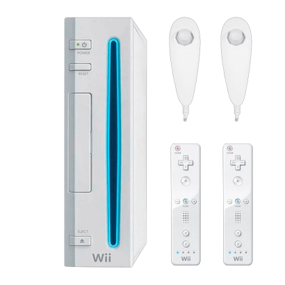 Набір Консоль Nintendo Wii RVL-001 Europe Модифікована 32GB White Б/У  + Контролер Бездротовий Remote 2шт + Дротовий Nunchuk 2шт - Retromagaz