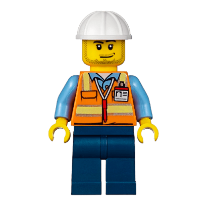 Фігурка Lego 973pb2017 Engineer Male Orange Vest City Space Port cty0557 Б/У - Retromagaz