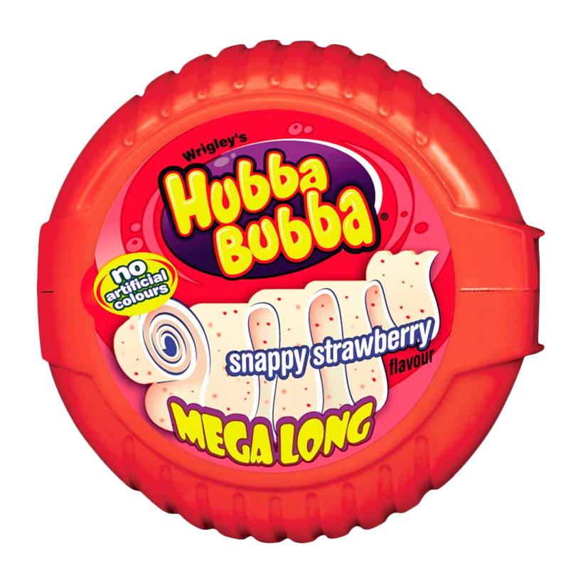 Жувальна Гумка Hubba Bubba Tape Mega Long Snappy Strawberry 56g - Retromagaz