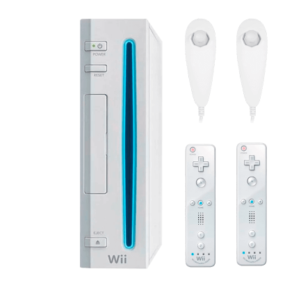 Набір Консоль Nintendo Wii RVL-001 Europe Модифікована 32GB White + 10 Вбудованих Ігор Без Геймпада Б/У  + Контролер Бездротовий Remote 2шт + Контролер Дротовий Nunchuk 2шт - Retromagaz
