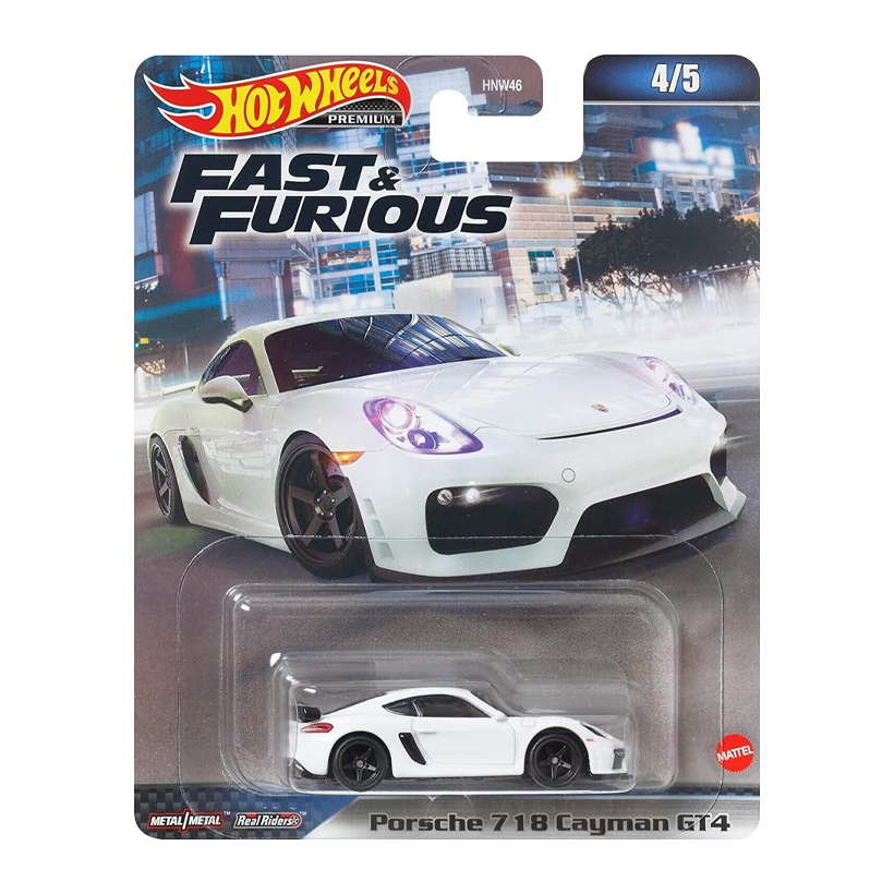 Машинка Premium Hot Wheels Porsche Porsche 718 Cayman GT4 Fast & Furious 1:64 HKD20 White - Retromagaz