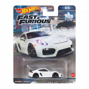 Машинка Premium Hot Wheels Porsche 718 Cayman GT4 Fast & Furious 1:64 HKD20 White