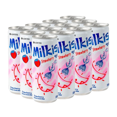 Набір Напій 12шт Lotte Milkis Газований Молочний Полуниця 250ml - Retromagaz