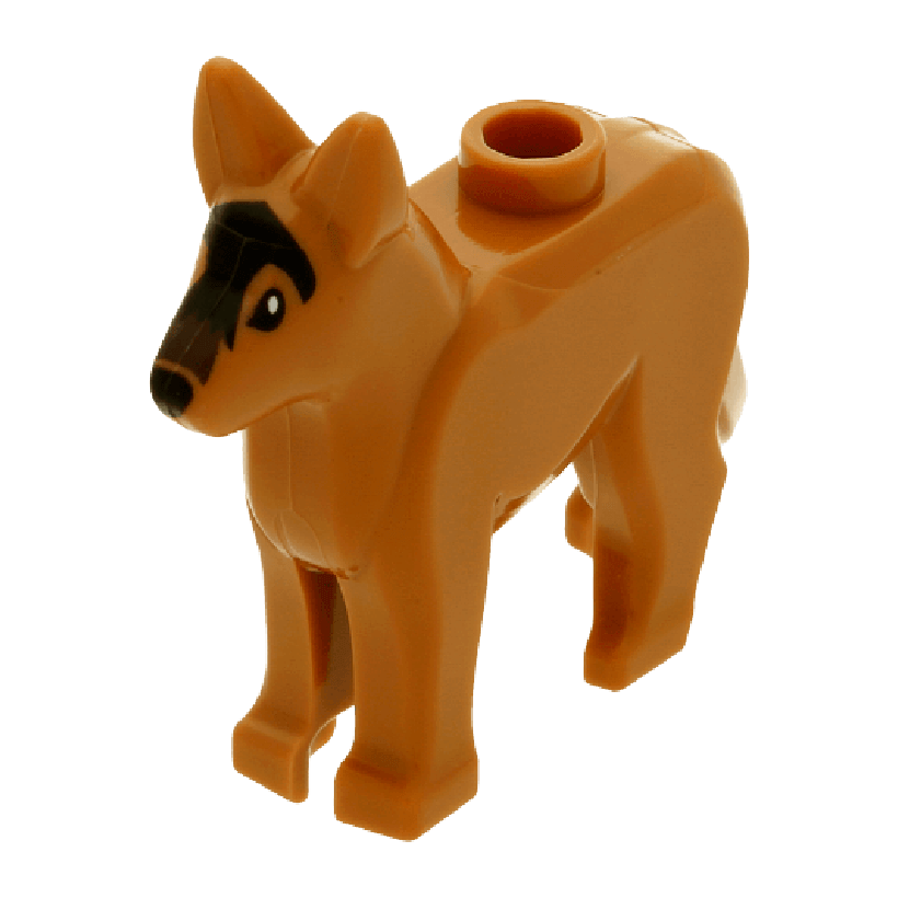 Фігурка Lego Земля Dog Alsatian German Shepherd with Black Eyes Animals 92586pb01 4614195 Medium Nougat Б/У - Retromagaz