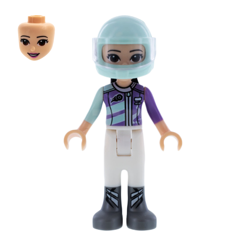 Фігурка Lego Girl Emma Light Aqua and Medium Lavender Racing Jacket Friends frnd261 1 Б/У - Retromagaz