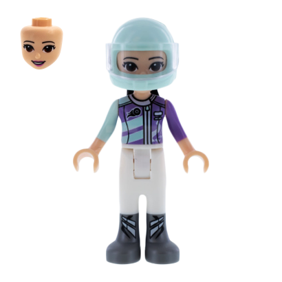 Фігурка Lego Girl Emma Light Aqua and Medium Lavender Racing Jacket Friends frnd261 1 Б/У - Retromagaz