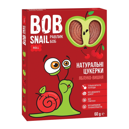 Конфеты Натуральные Bob Snail Яблочно-Вишневые 60g 4820162520347 - Retromagaz