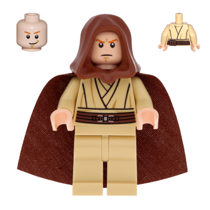 Фігурка Lego Джедай Obi-Wan Kenobi Young with Hood and Cape Tan Legs Smile Star Wars sw0329 1 Б/У - Retromagaz