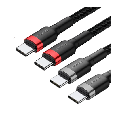 Кабель Baseus Cafule Charging Cable Type-C - Type-C 100W Red Black+Grey Black 2шт 1m - Retromagaz