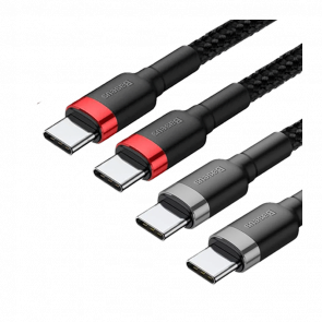 Кабель Baseus Кабель Baseus Cafule Charging Cable Type-C - Type-C 100W Red Black+Grey Black 2шт 1m