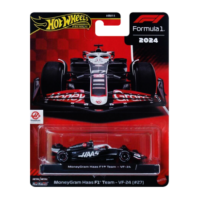 Машинка Premium Hot Wheels MoneyGram Haas F1 Team - VF-24 (#27) Formula One Collection 1:64 JBM10 Black - Retromagaz