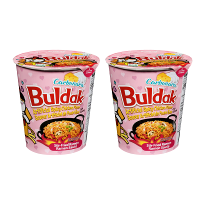 Набір Локшина 2шт Samyang Buldak Carbonara (Курка в Соусі Карбонара) у Стаканчику Гостра 70g - Retromagaz