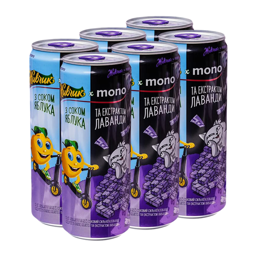 Набор Напиток 6шт Живчик х Monobank 2.0. Яблоко Лаванда 330ml - Retromagaz