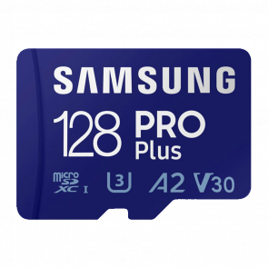 Карта Памяти Samsung Pro Plus UHS-I U3 V30 A2 + SD Adapter 128GB - Retromagaz