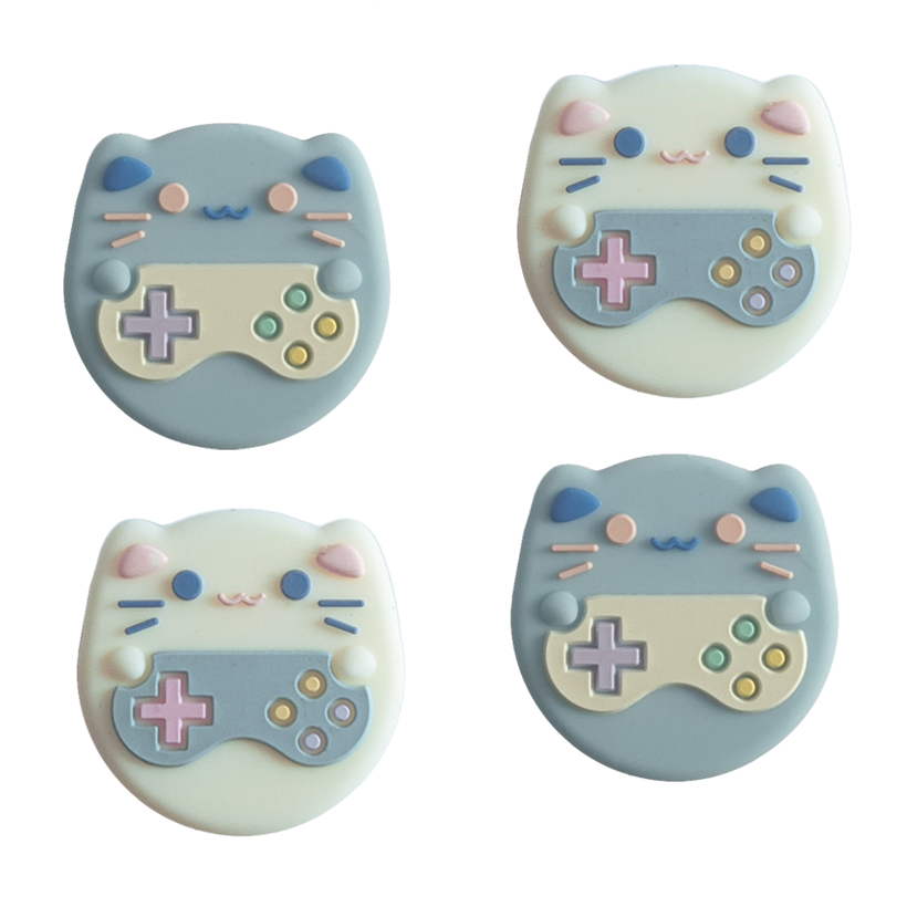 Накладки на Стіки 4шт Geekshare Game Cat Nintendo Switch White Blue - Retromagaz