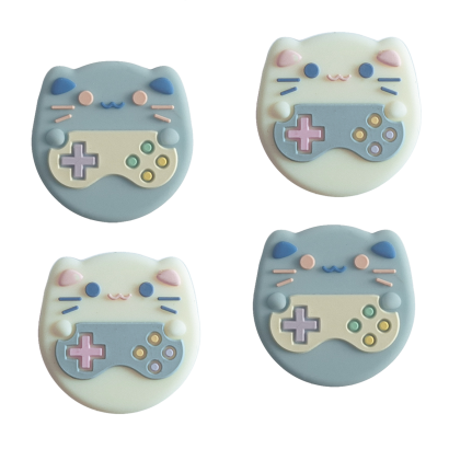 Накладки на Стики Geekshare Game Cat Nintendo Switch White Blue 4шт - Retromagaz