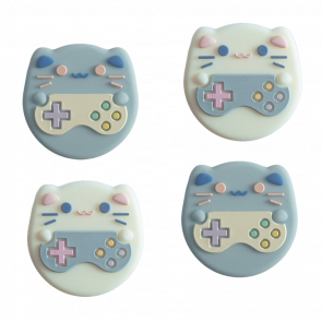 Накладки на Стіки Geekshare Game Cat Nintendo Switch White Blue 4шт