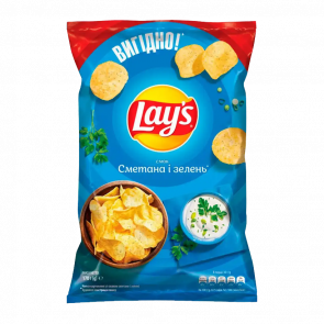 Чіпси Lay's зі Смаком Сметани і Зелені 170g