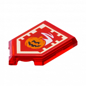 Плитка Lego Pentagonal Nexo Power Shield Pattern Manic Pumpkin Модифікована Декоративна 2 x 3 22385pb113 6172775 6245488 Trans-Red 4шт Б/У